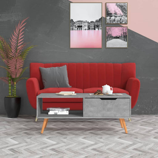 Tavolino Salotto Grigio Cemento 100x49,5x43cm Legno Multistrato 326790