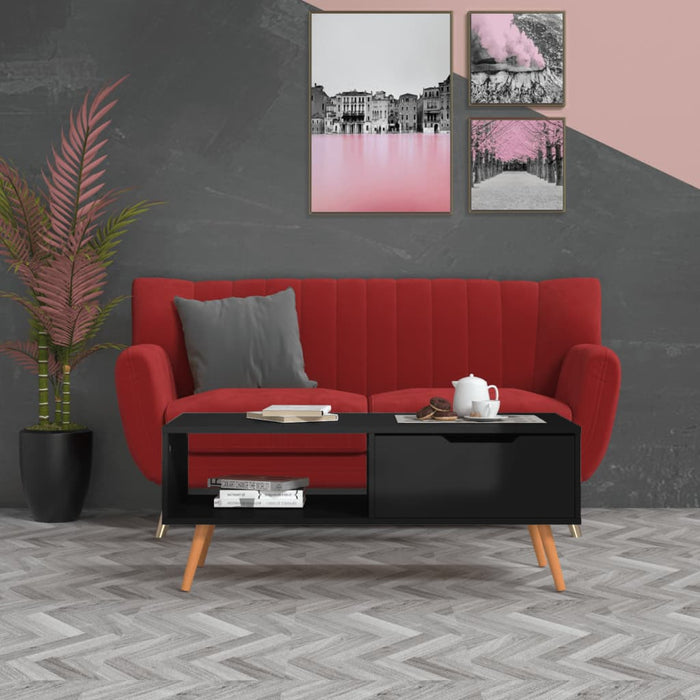 Tavolino Salotto Nero Lucido 100x49,5x43 cm Legno Multistrato 326793