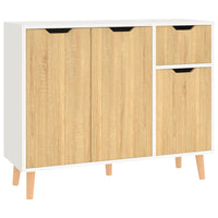 Credenza Bianca e Rovere Sonoma 90x30x72cm in Legno Multistrato 326818