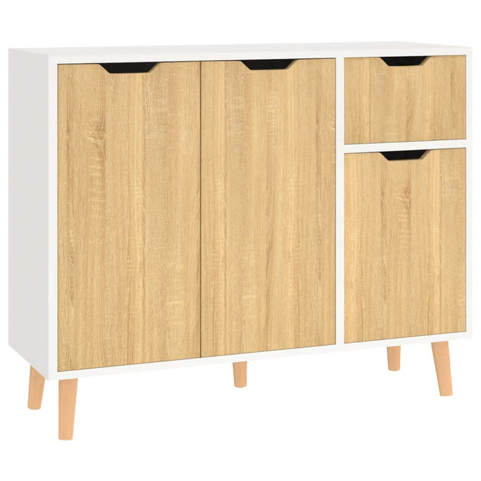 Credenza Bianca e Rovere Sonoma 90x30x72cm in Legno Multistrato 326818