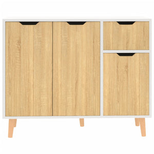 Credenza Bianca e Rovere Sonoma 90x30x72cm in Legno Multistrato 326818