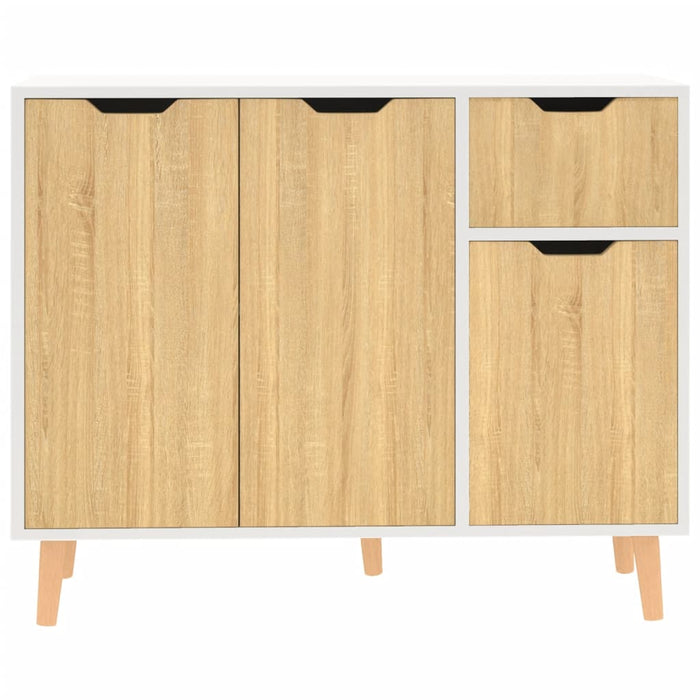 Credenza Bianca e Rovere Sonoma 90x30x72cm in Legno Multistrato 326818