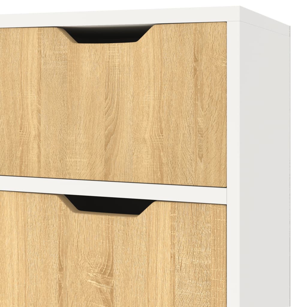 Credenza Bianca e Rovere Sonoma 90x30x72cm in Legno Multistrato 326818