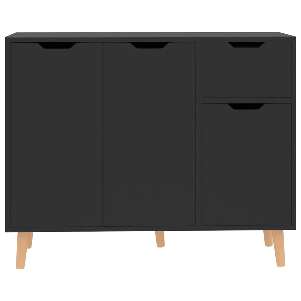 Credenza Nero Lucido 90x30x72 cm in Legno Multistrato 326820