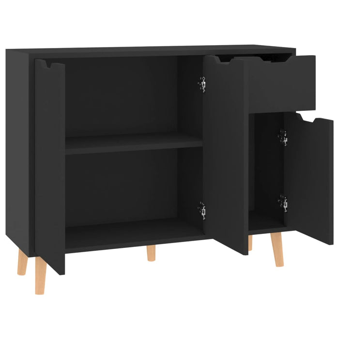 Credenza Nero Lucido 90x30x72 cm in Legno Multistrato 326820