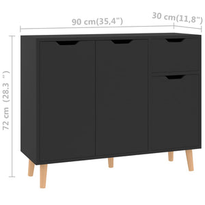 Credenza Nero Lucido 90x30x72 cm in Legno Multistrato 326820