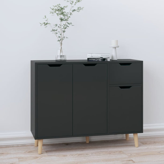 Credenza Nero Lucido 90x30x72 cm in Legno Multistrato 326820