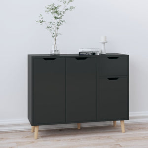Credenza Nero Lucido 90x30x72 cm in Legno Multistrato 326820