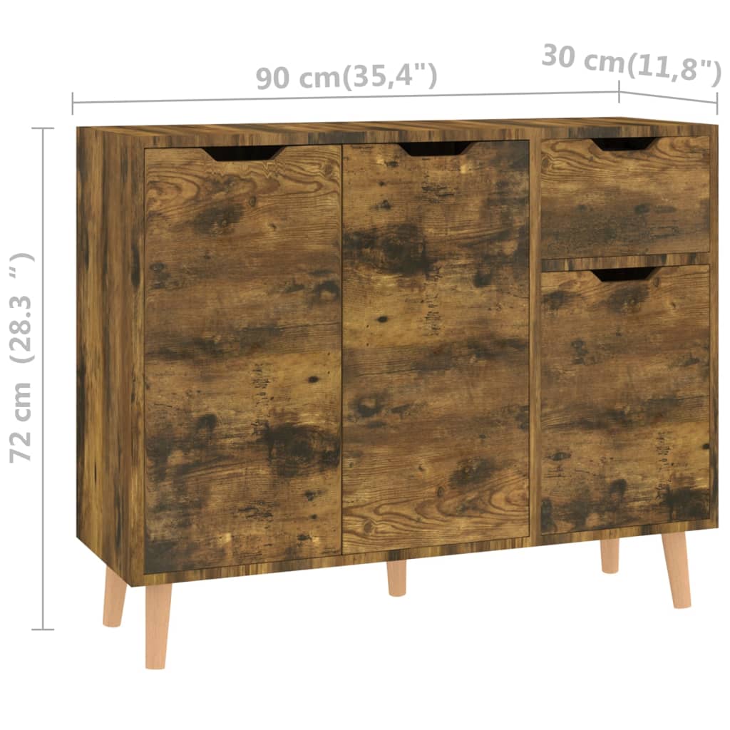 Credenza Rovere Fumo 90x30x72 cm in Legno Multistrato 326821