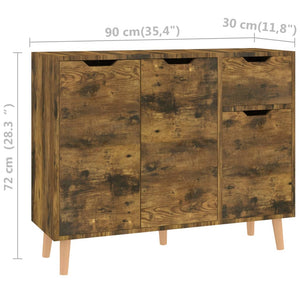 Credenza Rovere Fumo 90x30x72 cm in Legno Multistrato 326821