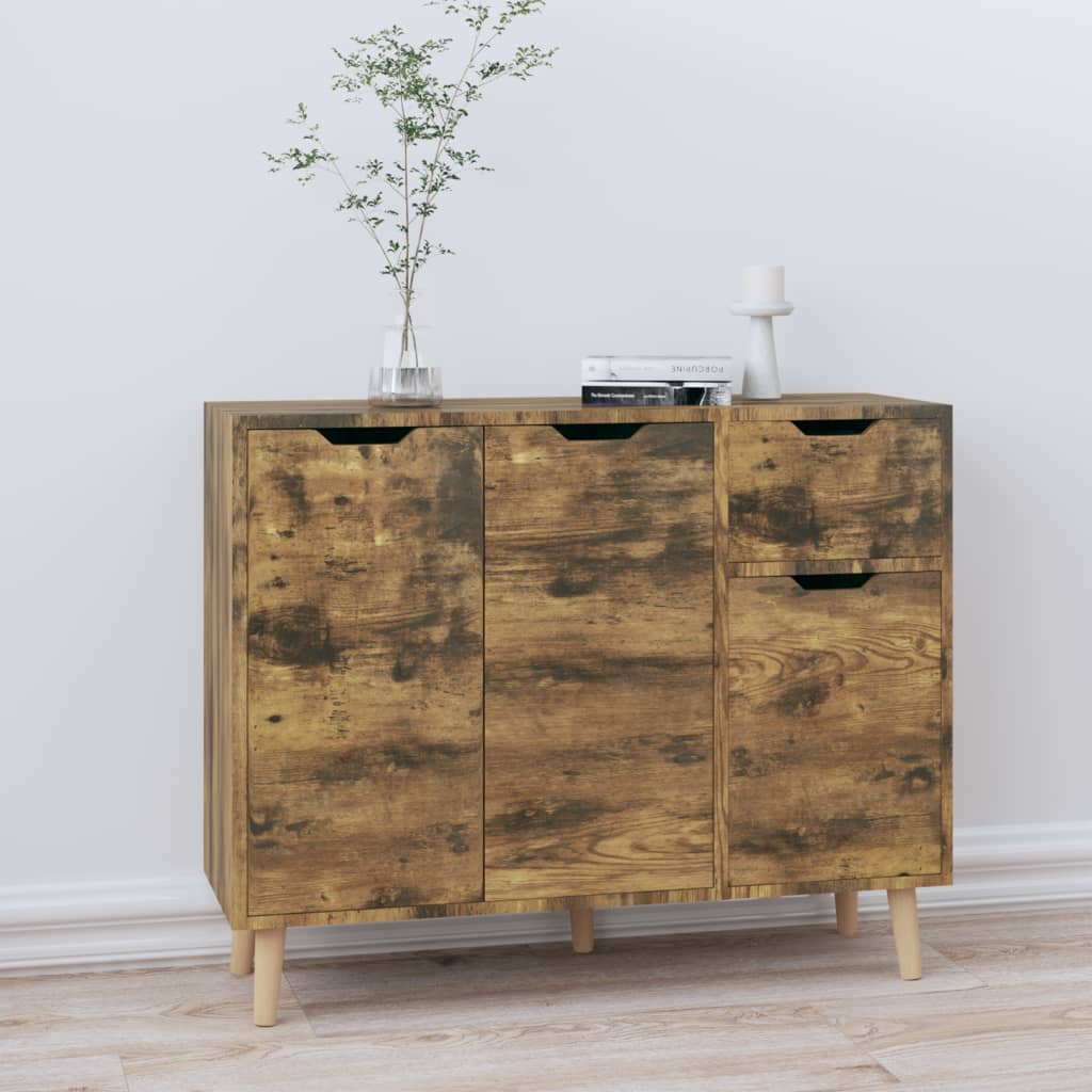 Credenza Rovere Fumo 90x30x72 cm in Legno Multistrato 326821