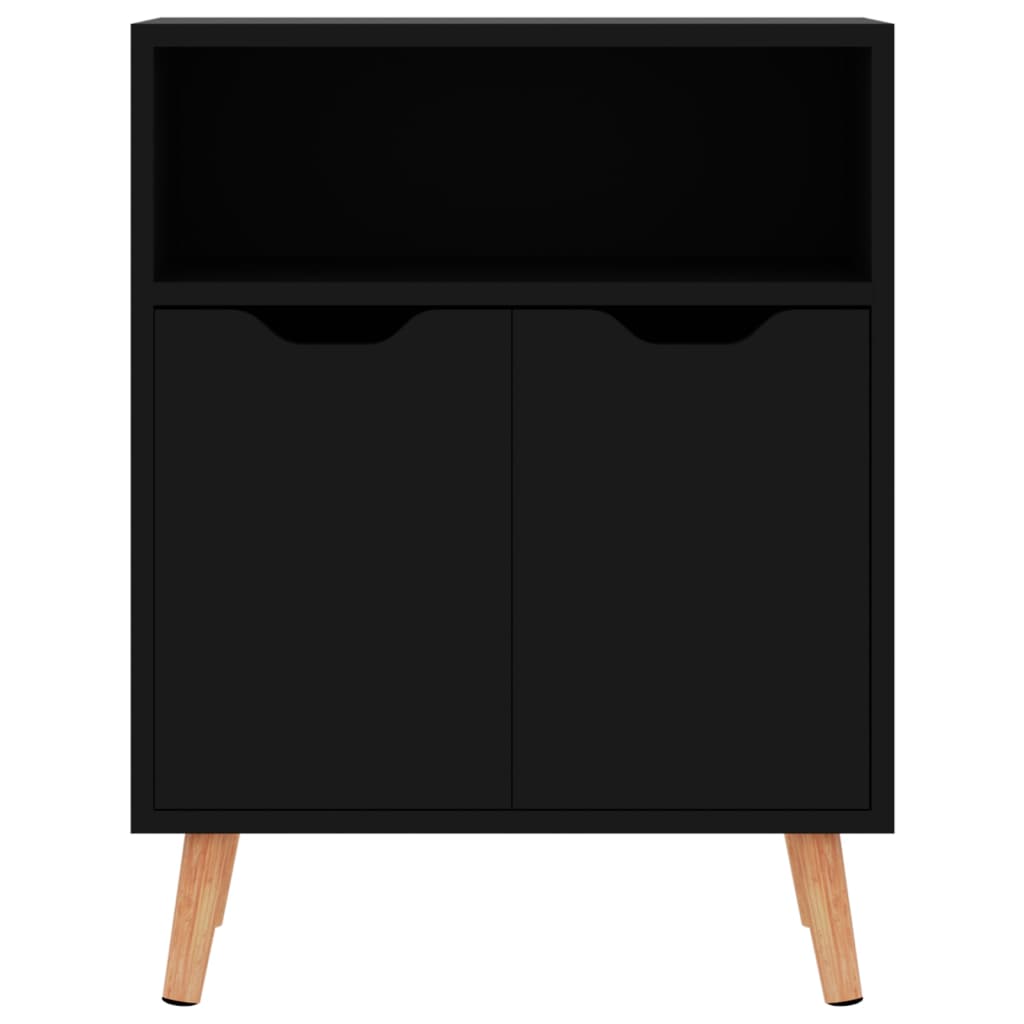 Credenza Nero Lucido 60x30x72 cm in Legno Multistrato 326829