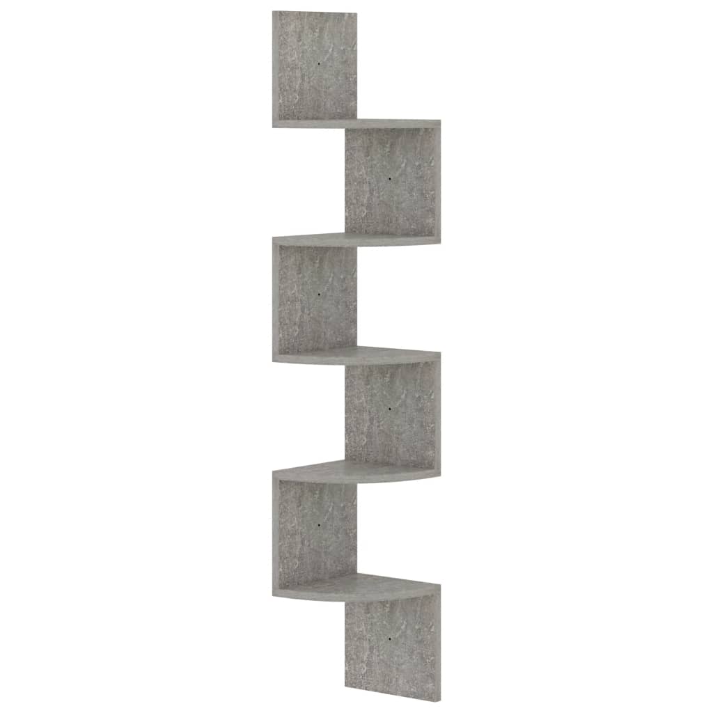Scaffale Angolare a Muro Grigio Cemento 19x19x123cm Multistrato 326835