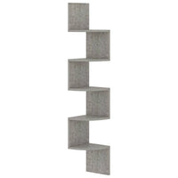 Scaffale Angolare a Muro Grigio Cemento 19x19x123cm Multistrato 326835