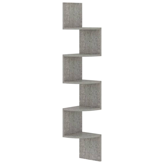 Scaffale Angolare a Muro Grigio Cemento 19x19x123cm Multistrato 326835