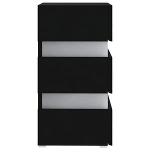 Comodino con Luci LED-Tavolino da notte Nero 45x35x67 cm in Legno Multistrato