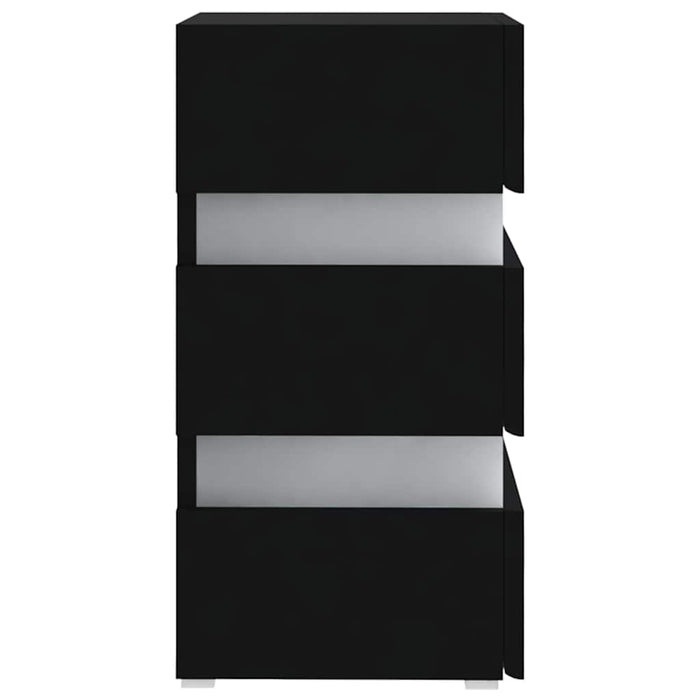 Comodino con Luci LED-Tavolino da notte Nero 45x35x67 cm in Legno Multistrato