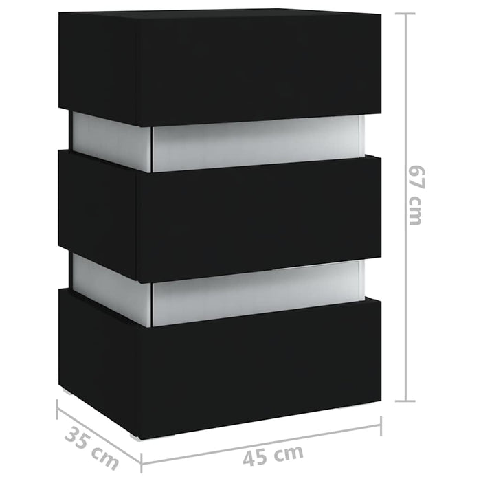 Comodino con Luci LED Nero 45x35x67 cm in Legno Multistrato 326841