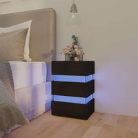 Comodino con Luci LED-Tavolino da notte Nero 45x35x67 cm in Legno Multistrato