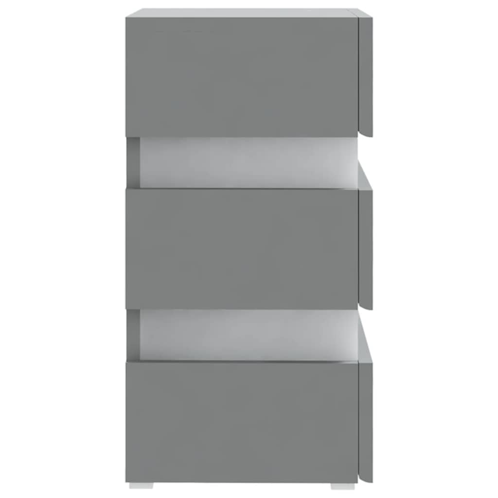 Comodino con Luci LED Grigio 45x35x67 cm in Legno Multistrato 326842