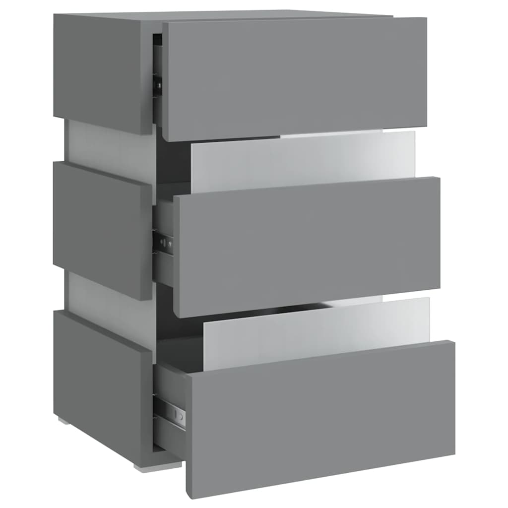 Comodino con Luci LED Grigio 45x35x67 cm in Legno Multistrato 326842