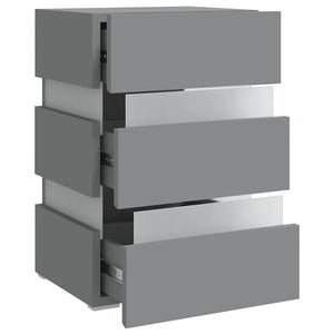 Comodino con Luci LED Grigio 45x35x67 cm in Legno Multistrato 326842