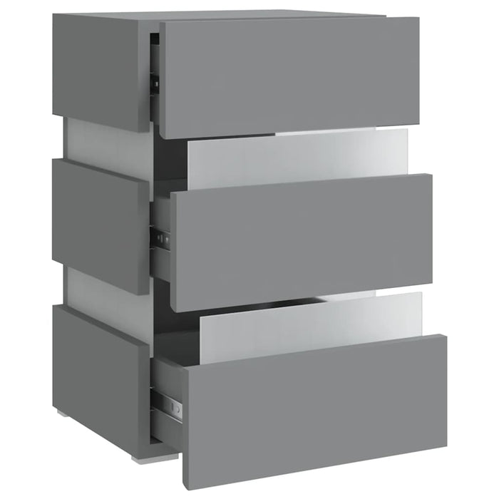 Comodino con Luci LED Grigio 45x35x67 cm in Legno Multistrato 326842