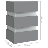 Comodino con Luci LED Grigio 45x35x67 cm in Legno Multistrato 326842
