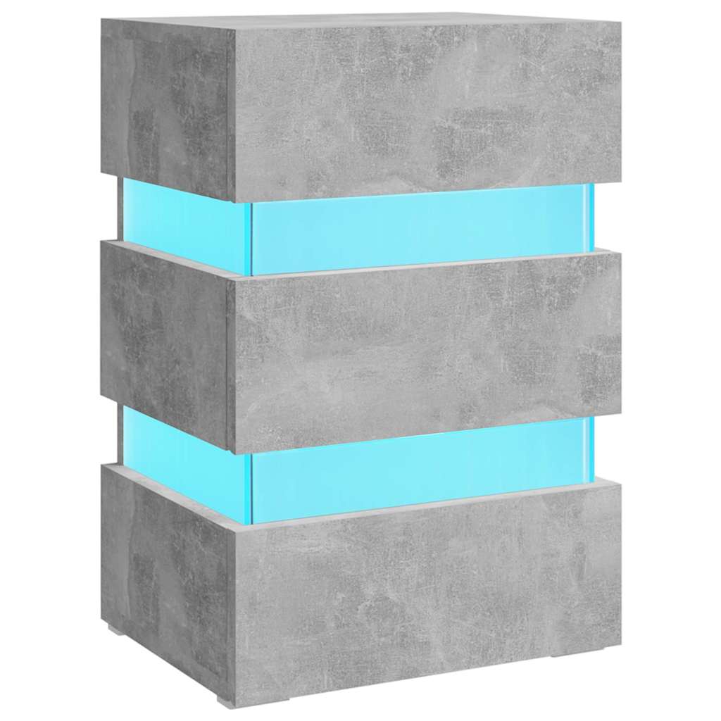 Comodino con LED-Tavolino da notte Grigio Cemento 45x35x67cm in Legno Multistrato