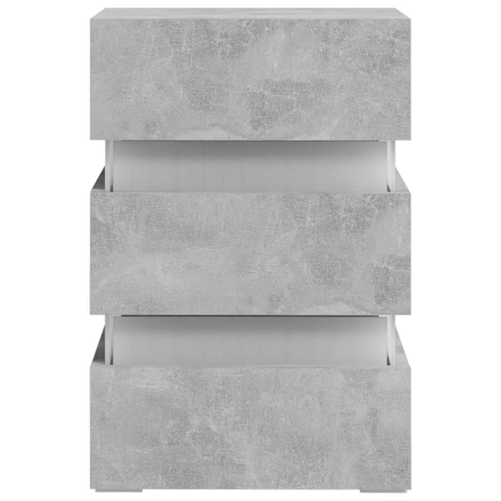 Comodino con LED-Tavolino da notte Grigio Cemento 45x35x67cm in Legno Multistrato