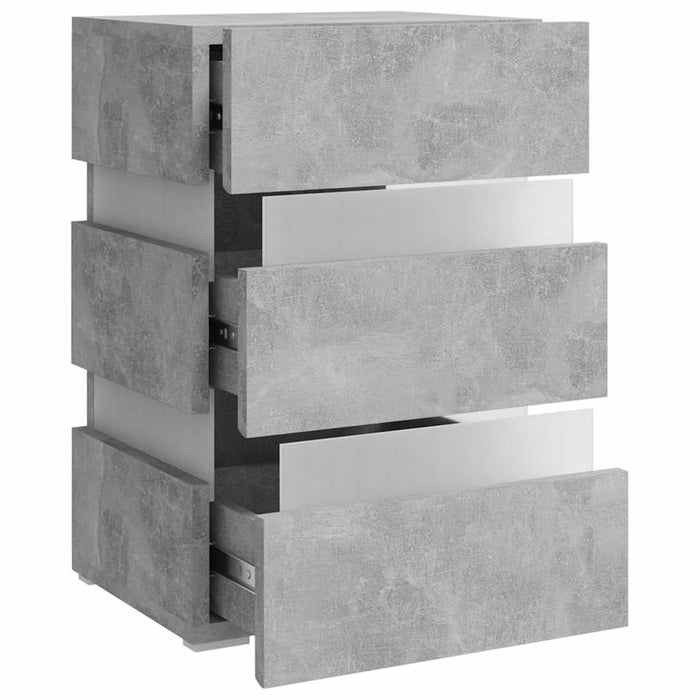 Comodino con LED Grigio Cemento 45x35x67cm in Legno Multistrato 326844
