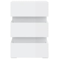 Comodino con LED-Tavolino da notte Bianco Lucido 45x35x67 cm in Legno Multistrato