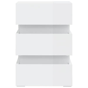 Comodino con LED Bianco Lucido 45x35x67 cm in Legno Multistrato 326846