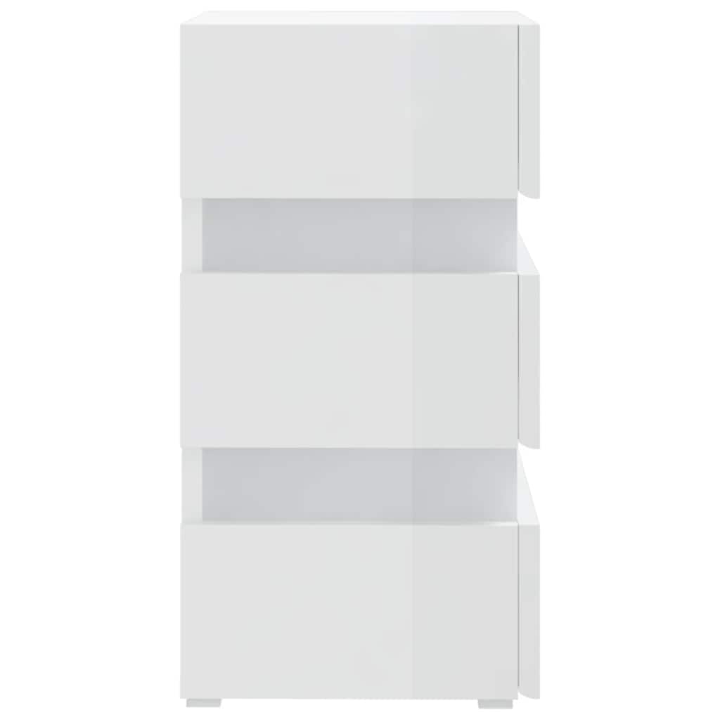 Comodino con LED Bianco Lucido 45x35x67 cm in Legno Multistrato 326846