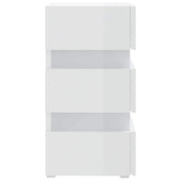 Comodino con LED-Tavolino da notte Bianco Lucido 45x35x67 cm in Legno Multistrato