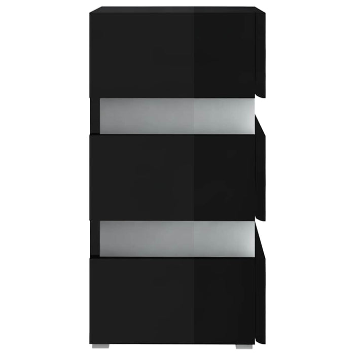 Comodino con LED Nero Lucido 45x35x67 cm in Legno Multistrato 326847