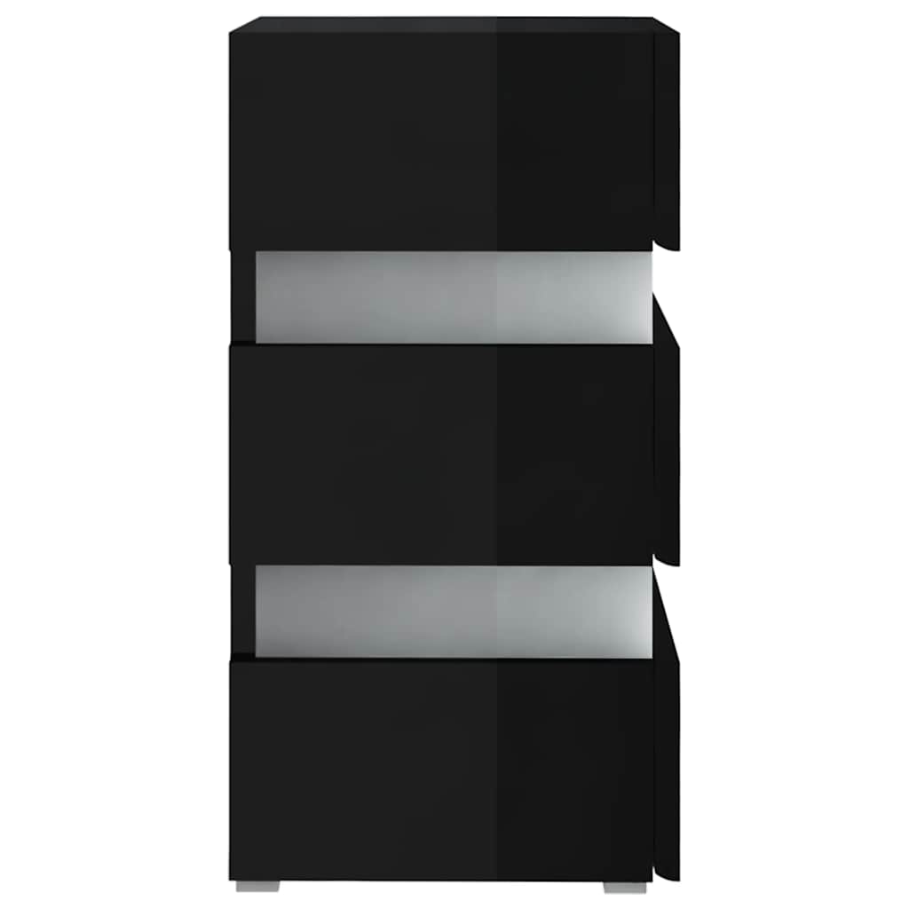 Comodino con LED Nero Lucido 45x35x67 cm in Legno Multistrato 326847