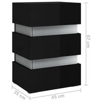 Comodino con LED Nero Lucido 45x35x67 cm in Legno Multistrato 326847