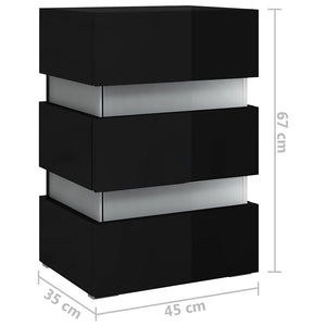 Comodino con LED Nero Lucido 45x35x67 cm in Legno Multistrato 326847