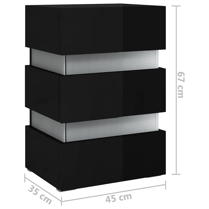 Comodino con LED Nero Lucido 45x35x67 cm in Legno Multistrato 326847