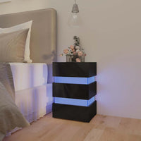 Comodino con LED Nero Lucido 45x35x67 cm in Legno Multistrato 326847