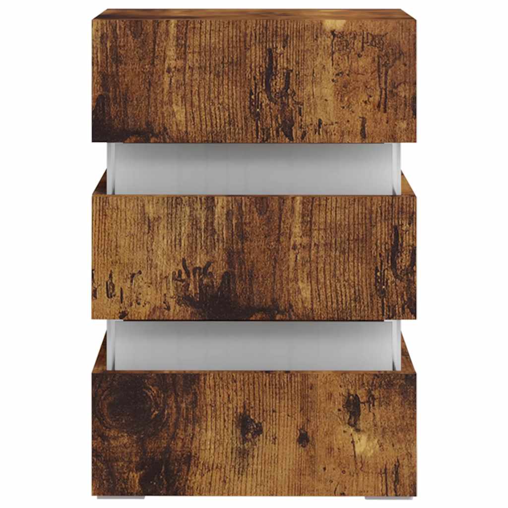 Comodino con LED-Tavolino da notte Rovere Fumo 45x35x67 cm in Legno Multistrato