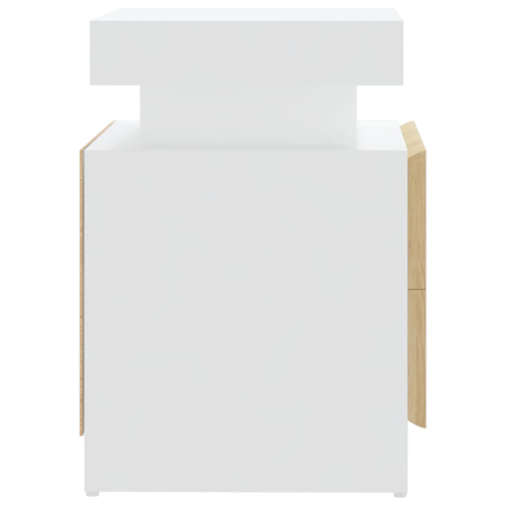 Comodino Bianco e Rovere Sonoma 45x35x52cm in Legno Multistrato 326854