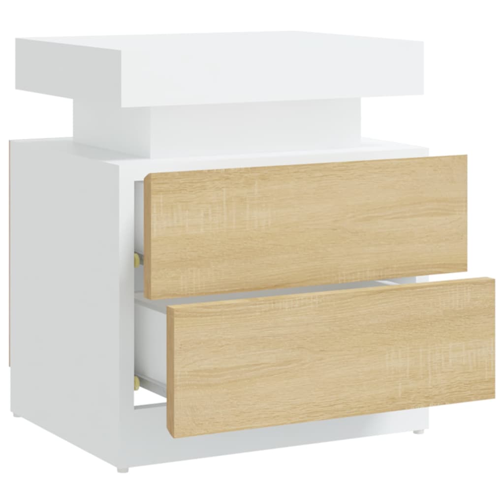 Comodino Bianco e Rovere Sonoma 45x35x52cm in Legno Multistrato 326854
