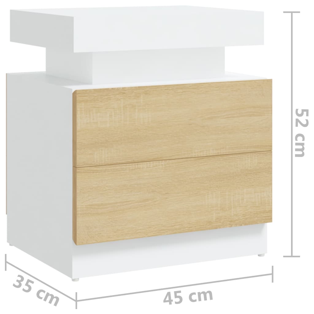 Comodino Bianco e Rovere Sonoma 45x35x52cm in Legno Multistrato 326854