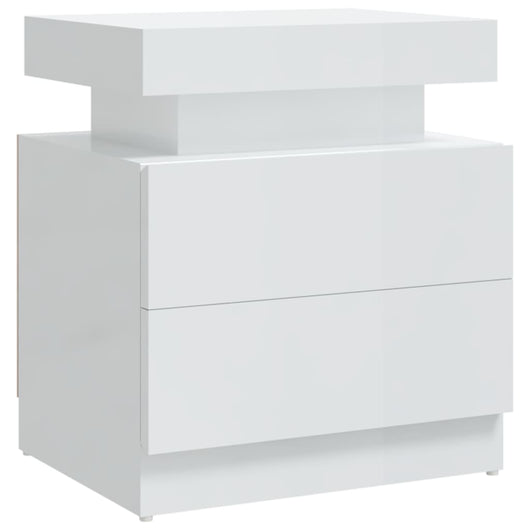 Comodino Bianco Lucido 45x35x52 cm in Legno Multistrato 326855