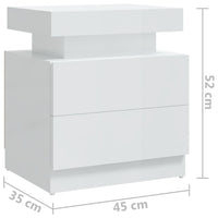 Comodino Bianco Lucido 45x35x52 cm in Legno Multistrato 326855