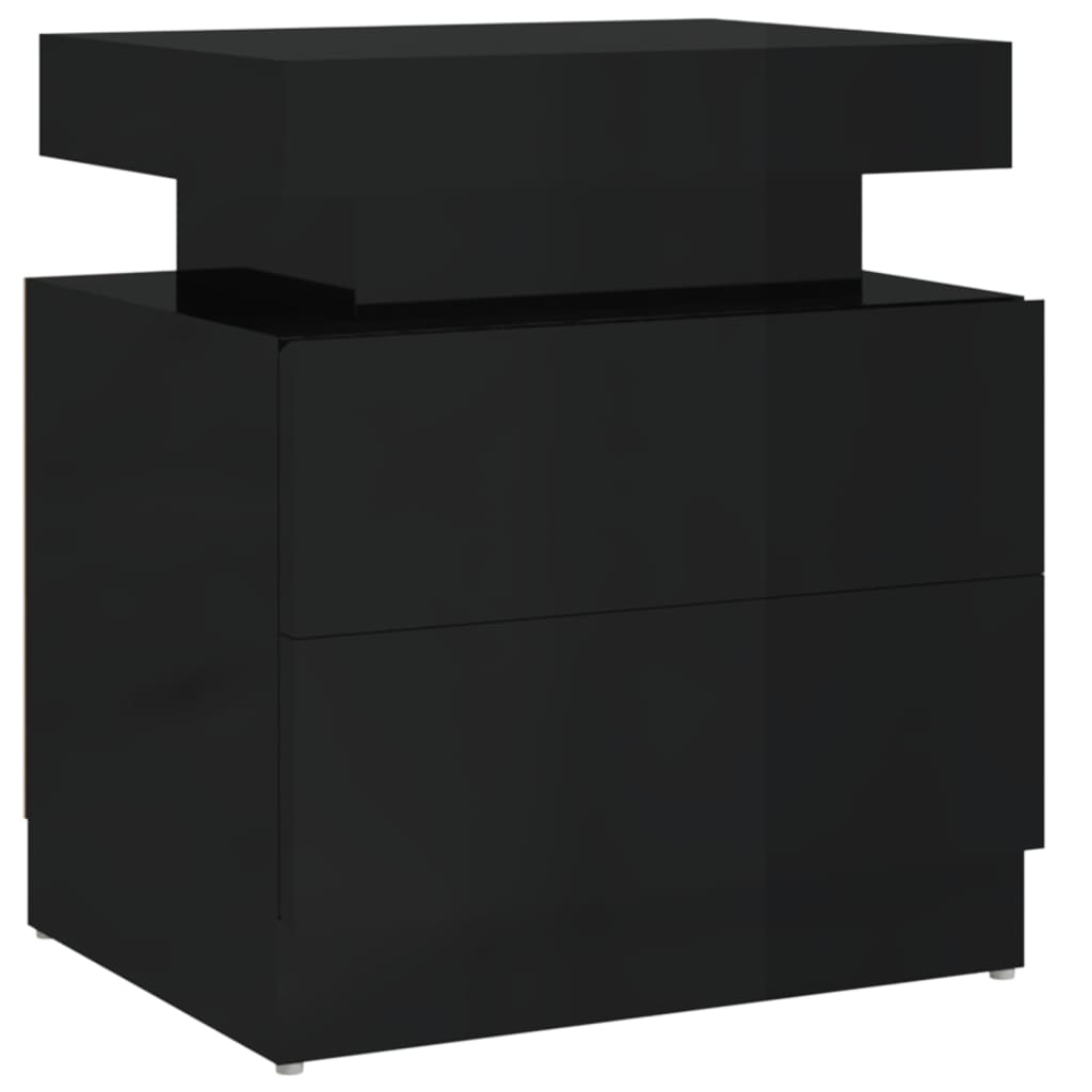 Comodino Nero Lucido 45x35x52 cm in Legno Multistrato 326856