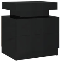 Comodino Nero Lucido 45x35x52 cm in Legno Multistrato 326856