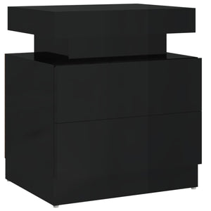 Comodino Nero Lucido 45x35x52 cm in Legno Multistrato 326856